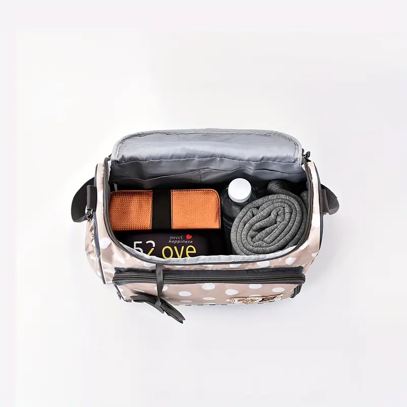chic polka dot 4pcs parent bag set lightweight nylon diaper bags with crossbody strap for travel details 8