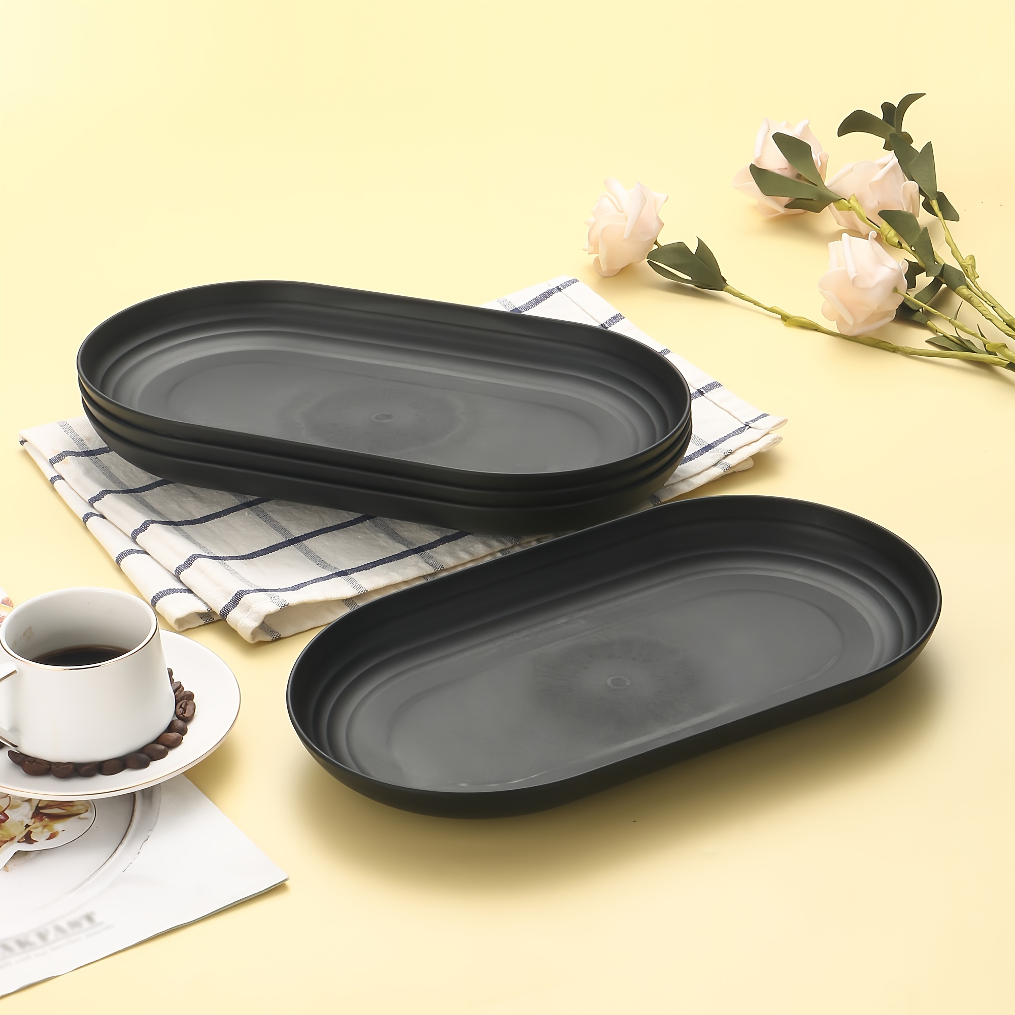 Oval plastic plates best sale