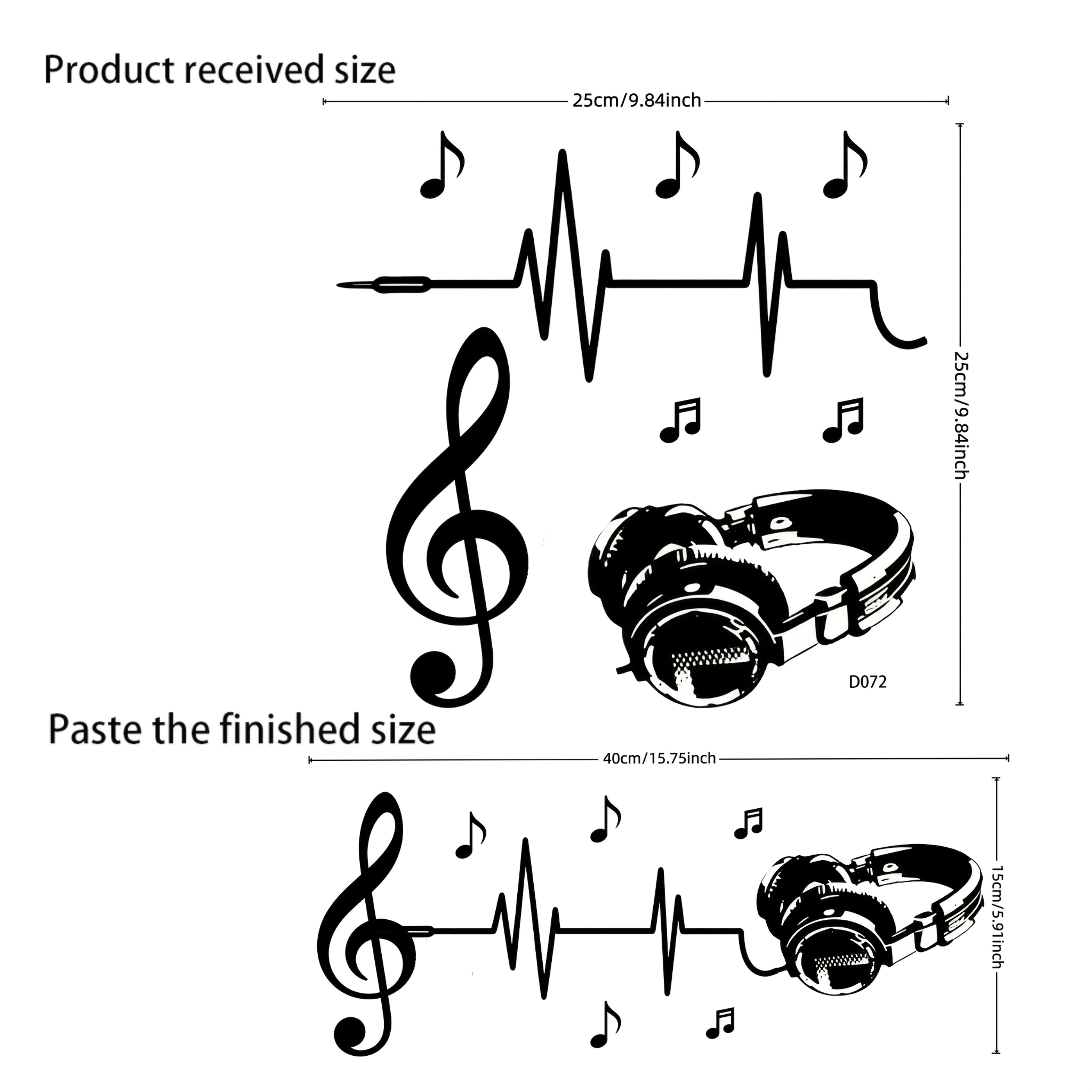 Image of 1pc Self-adhesive Waterproof Pvc Music-themed Wall Suitable For - Irregular Shape Diy Earphone Decals, Contemporary & For, Perfect For Bedroom,, Ideal Gift For Musicians (self-adhesive/waterproof)