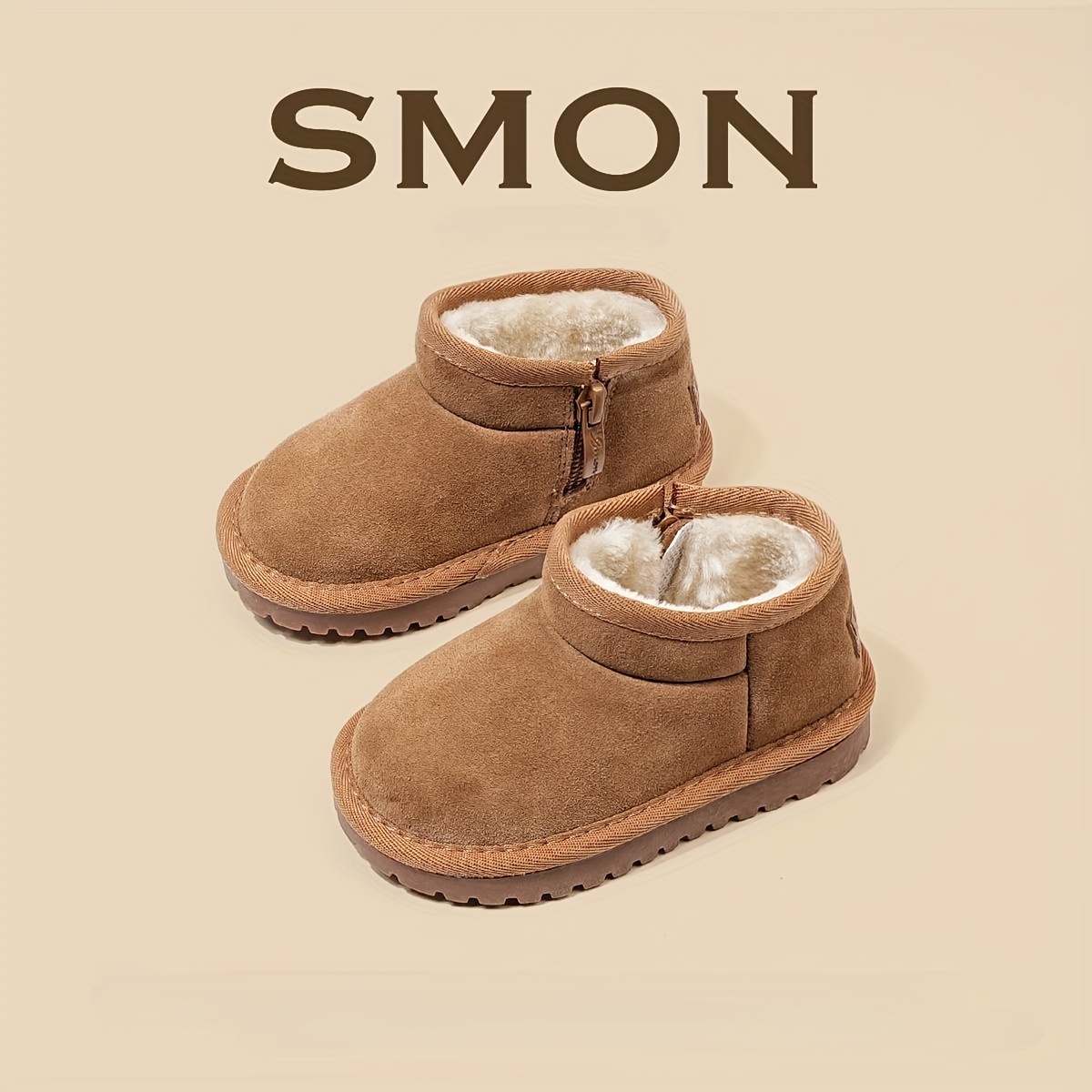 

Smon Cozy Fleece-lined Snow Boots For - Warm, Non-slip, Zip-up Ankle Booties With Soft Sole For