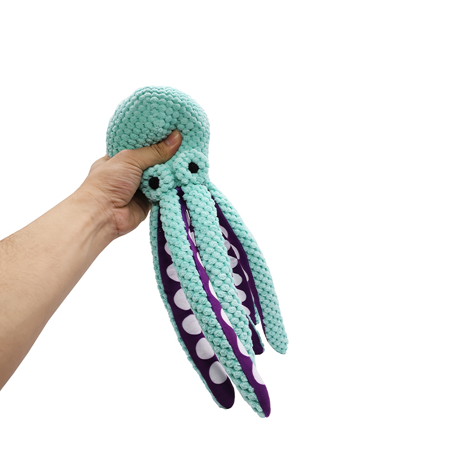 Plush Octopus Dog Toy with Squeaker - Interactive, Durable Chew Toy for Medium Breeds, Teal & Purple with White Suction Cups, Ideal for Play and Training