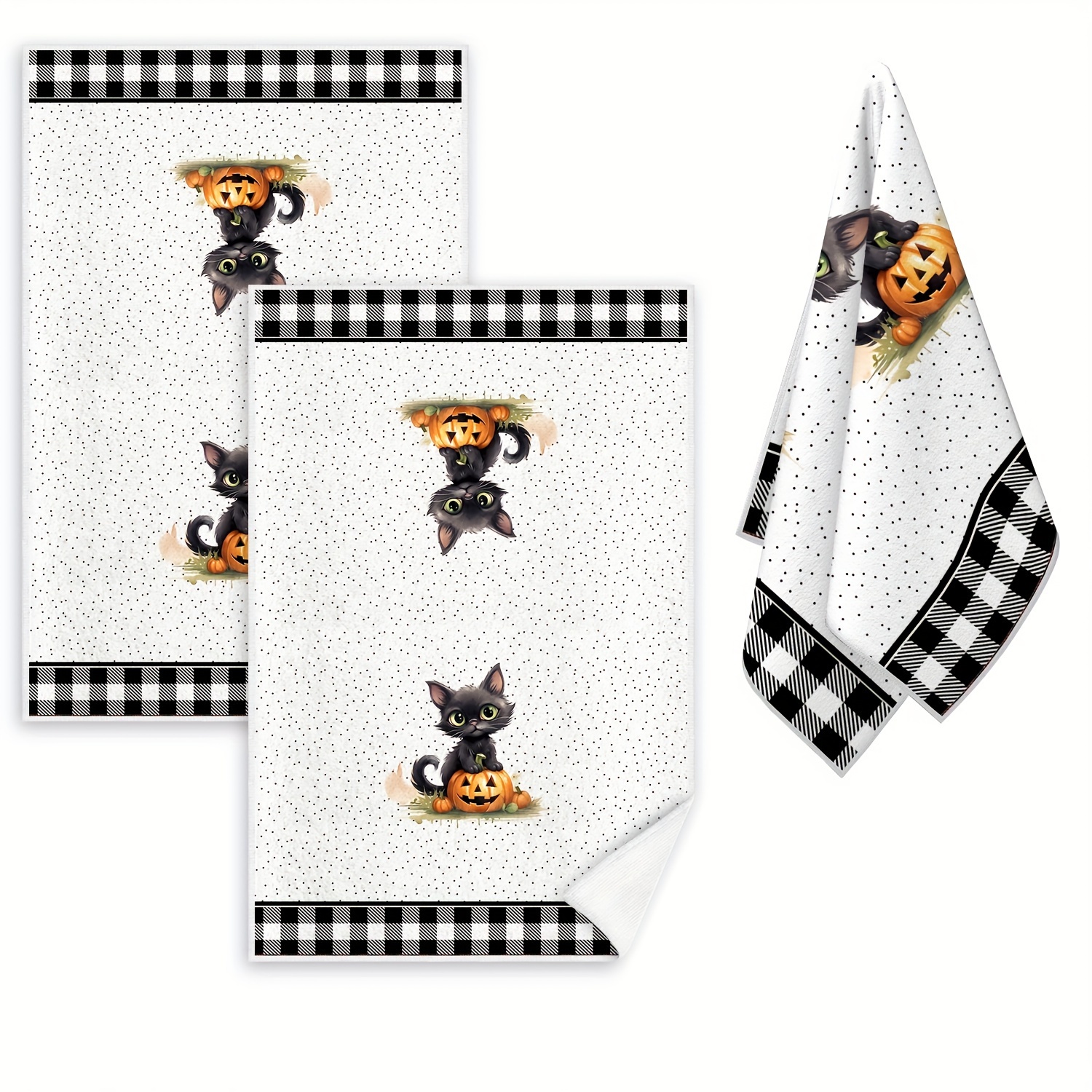 

Jit Halloween 2 Pc, Palm Towel, Kitchen Decorative Dish Towels, Absorbent Cloth Tea Towels, Suitable Toward Cooking, Baking, Housewarming Gifts, Cleaning Supplies, Bathroom Supplies