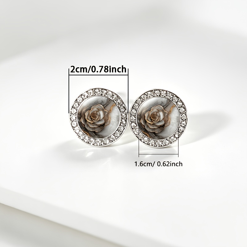 2pcs Set Classic Rose Flower Stud Earrings