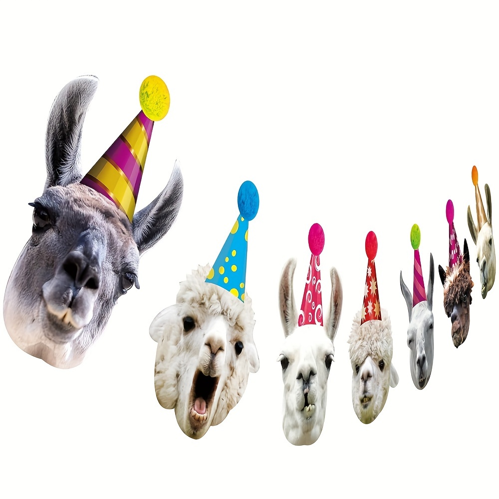 

Llama Birthday Garland, Funny Alpaca Face Portrait Bunting, Hilarious Mexican Bday Party Decoration Baby Shower Supplies