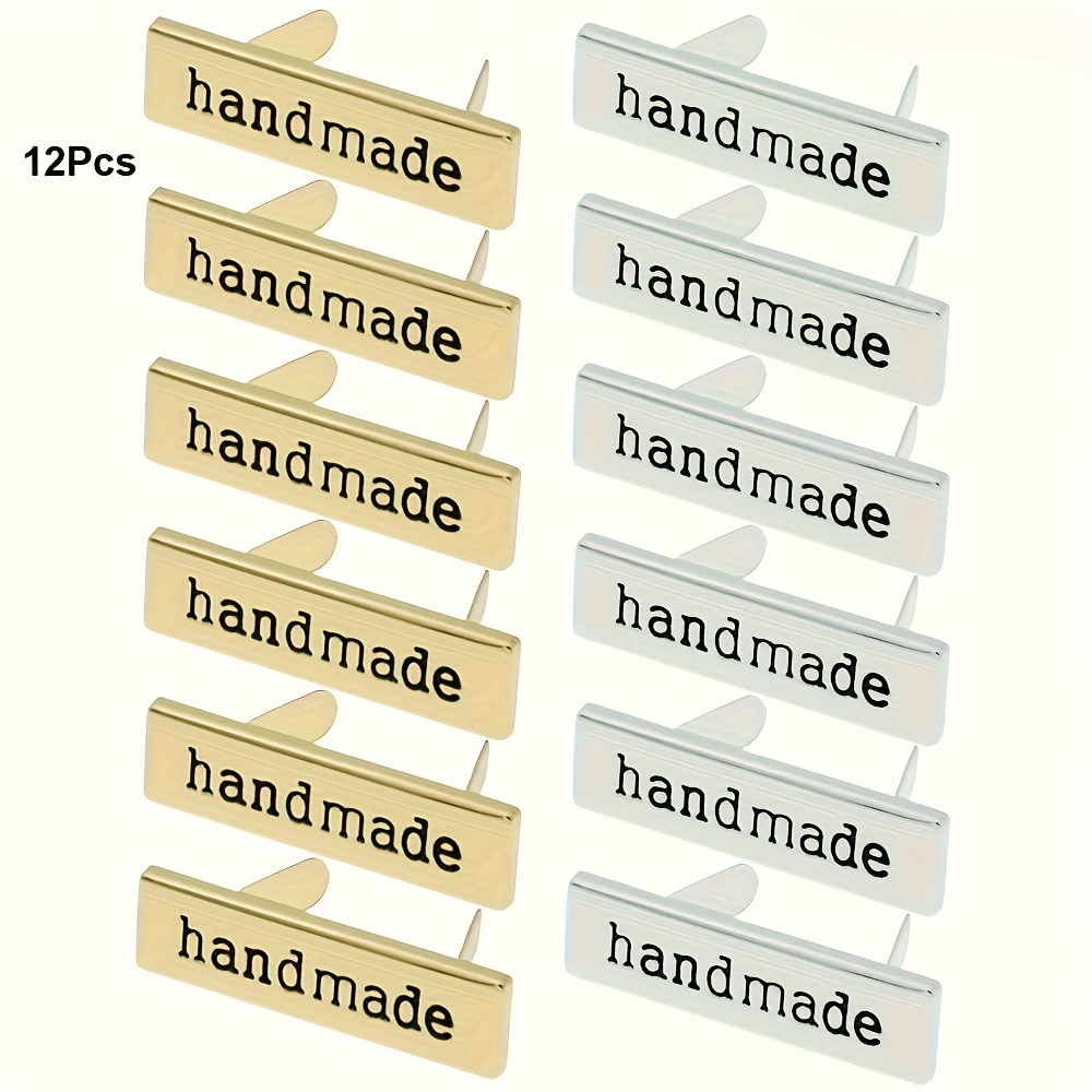 E-shop 6/12 Stück handgefertigte Metallanhänger, rechteckige Legierungsetiketten, geeignet für Bastelarbeiten, Geschenke, Geldbörsen, , Schuhe -