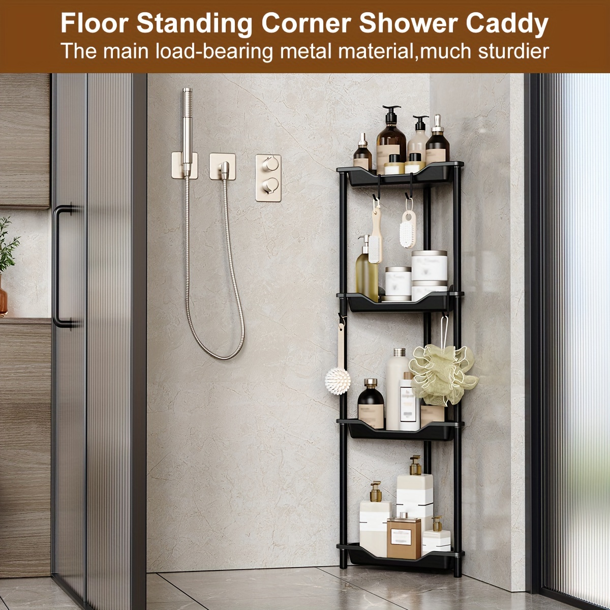 rust proof 4 tier freestanding corner shower caddy bathroom region name