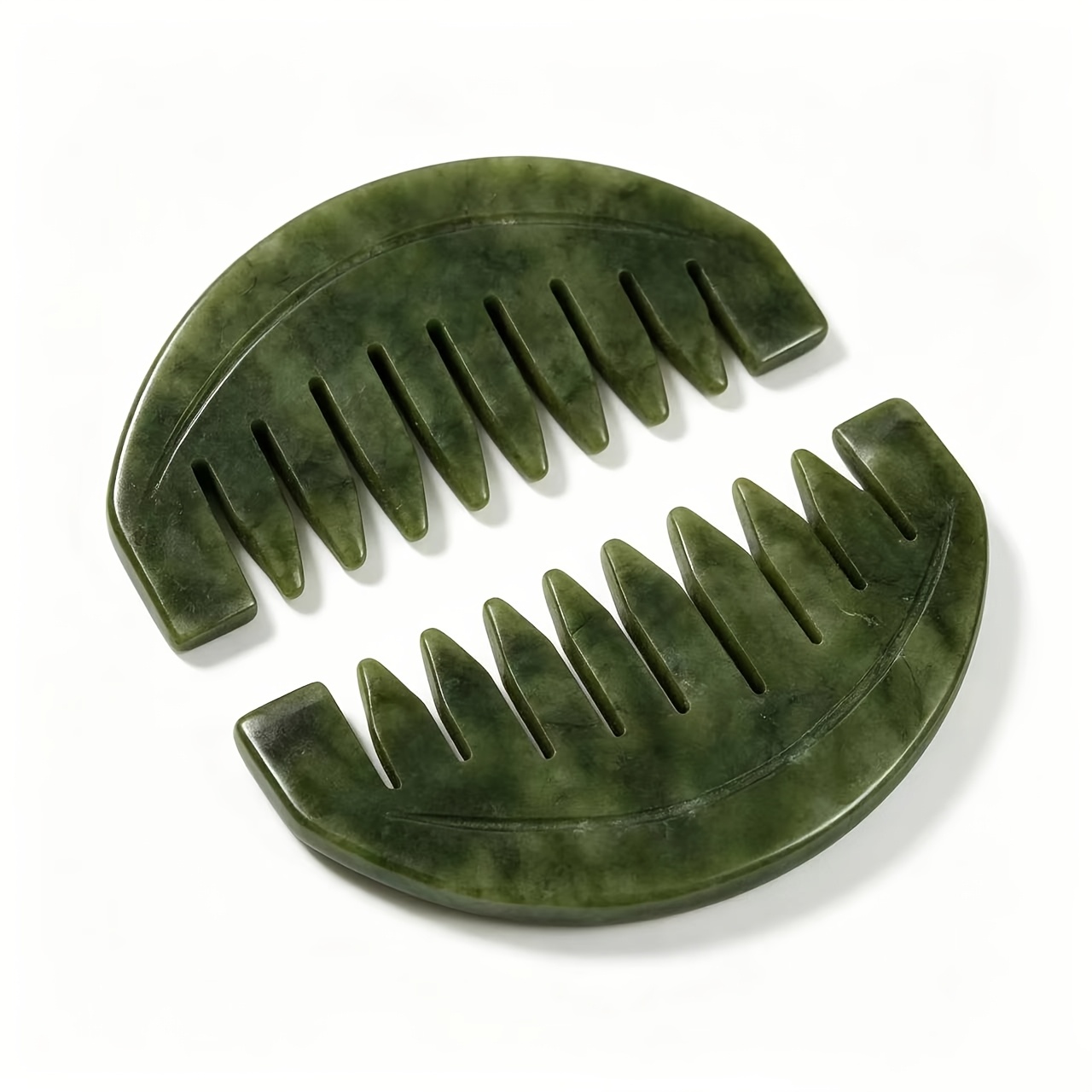 TEMU Natural Jade Comb 2pcs Set - Natural Energy Scalp Massage Comb For Hair , Traditional Chinese Energy Relax Tool