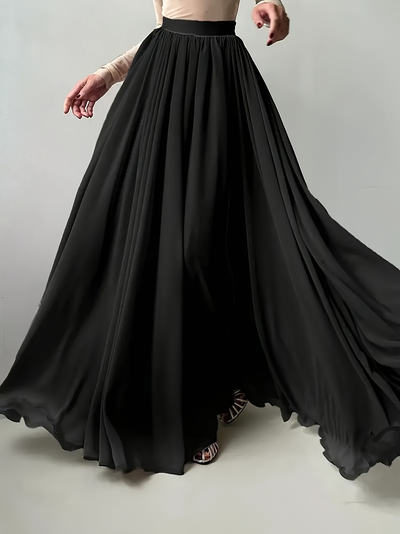item picture plus size plus size womens plus size elegant sheer mesh chiffon pleated summer flowy long skirt music festival beach and vacation photography