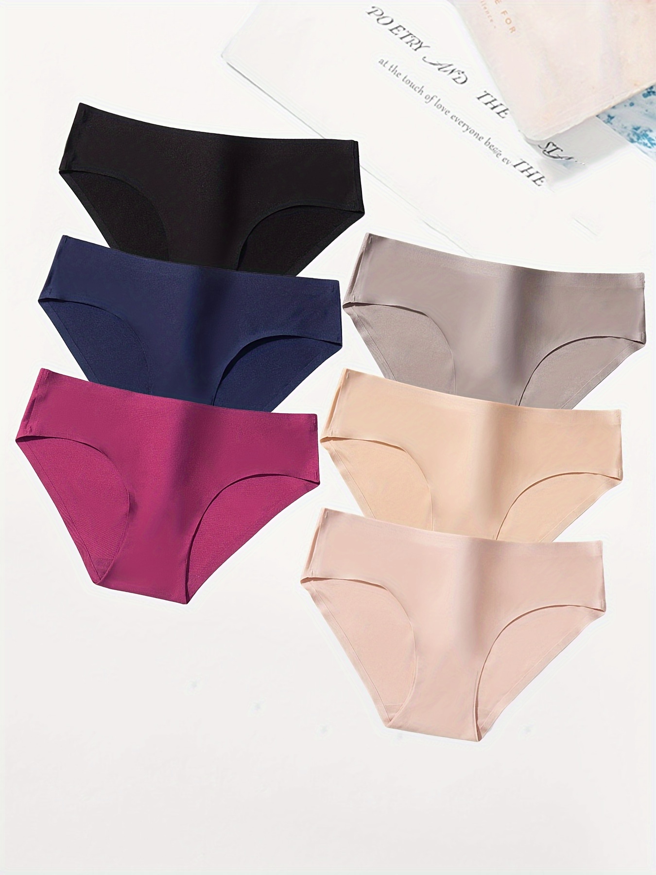 Seamless Solid Color Briefs Comfy Breathable Stretchy - Temu Canada