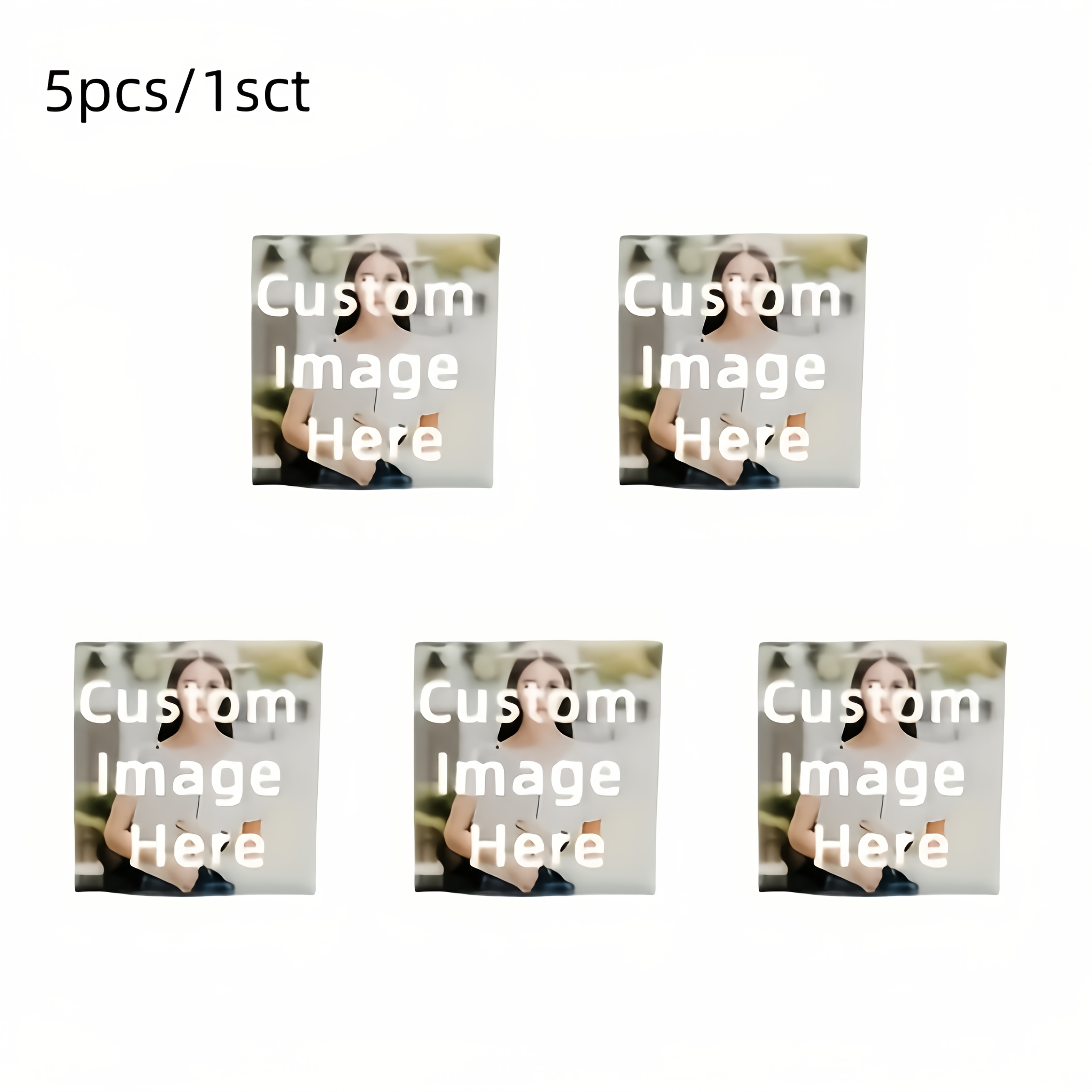 Set Of 5 Custom Fridge Magnets Measuring 5×5cm, Featuring Personalized Images. Ideal For Wedding Souvenirs And Party Giveaways, And Are Scratch-resistant.