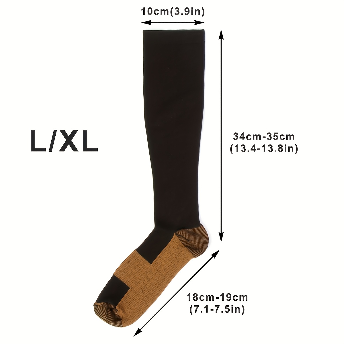 5 Pairs 20-30Mmhg Copper Compression Socks