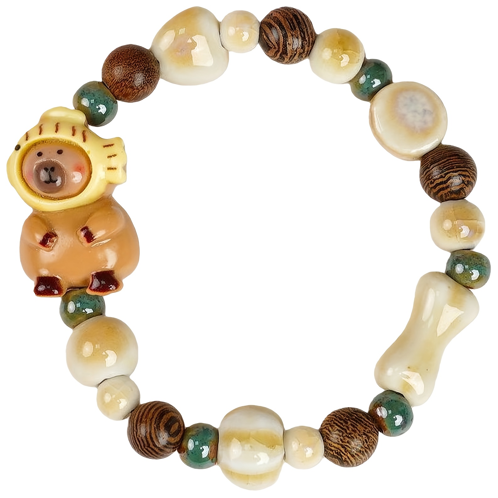 Chinese Style Ceramic Beaded Bracelet, Vintage Design