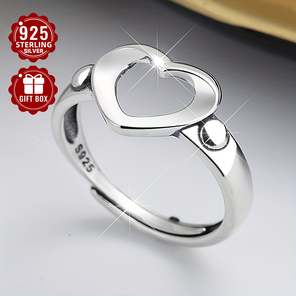 

1pcs925 Pure Silvery Low Hollow Love Ring Simple Luxury Trendy Versatile Suitable For To To Gift women's Fashion Ring . 2.5g