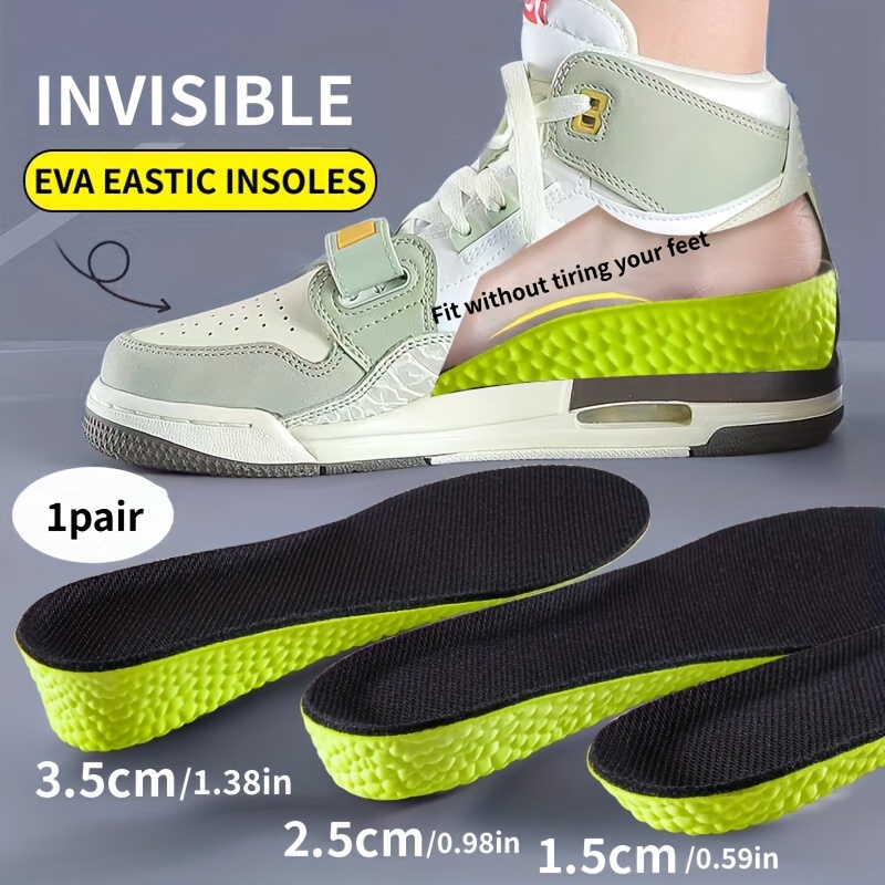 TEMU 1 Pair Eva Height-increasing Insoles - Comfortable & Breathable With Sweat-absorption And Shock-absorption, Invisible Height For Men And Women, Fits Sneakers With Technology