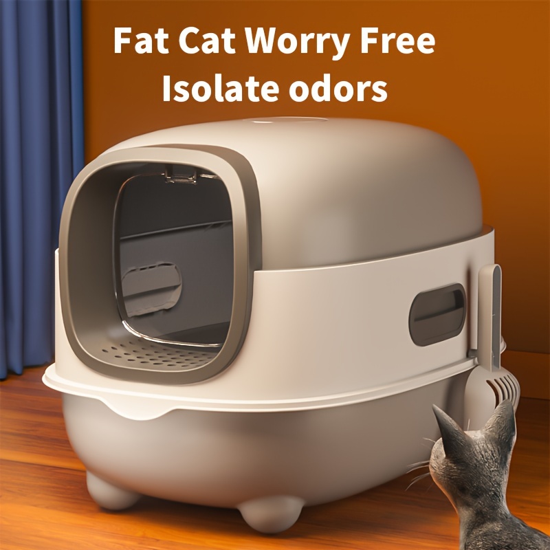 

1pc Large Capacity Cat Litter Box, Anti-splash Fully Enclosed Top-entry, Odor Isolated, Dual Use, Foldable Design, Spacious For Cats Up To 40lbs/18kg