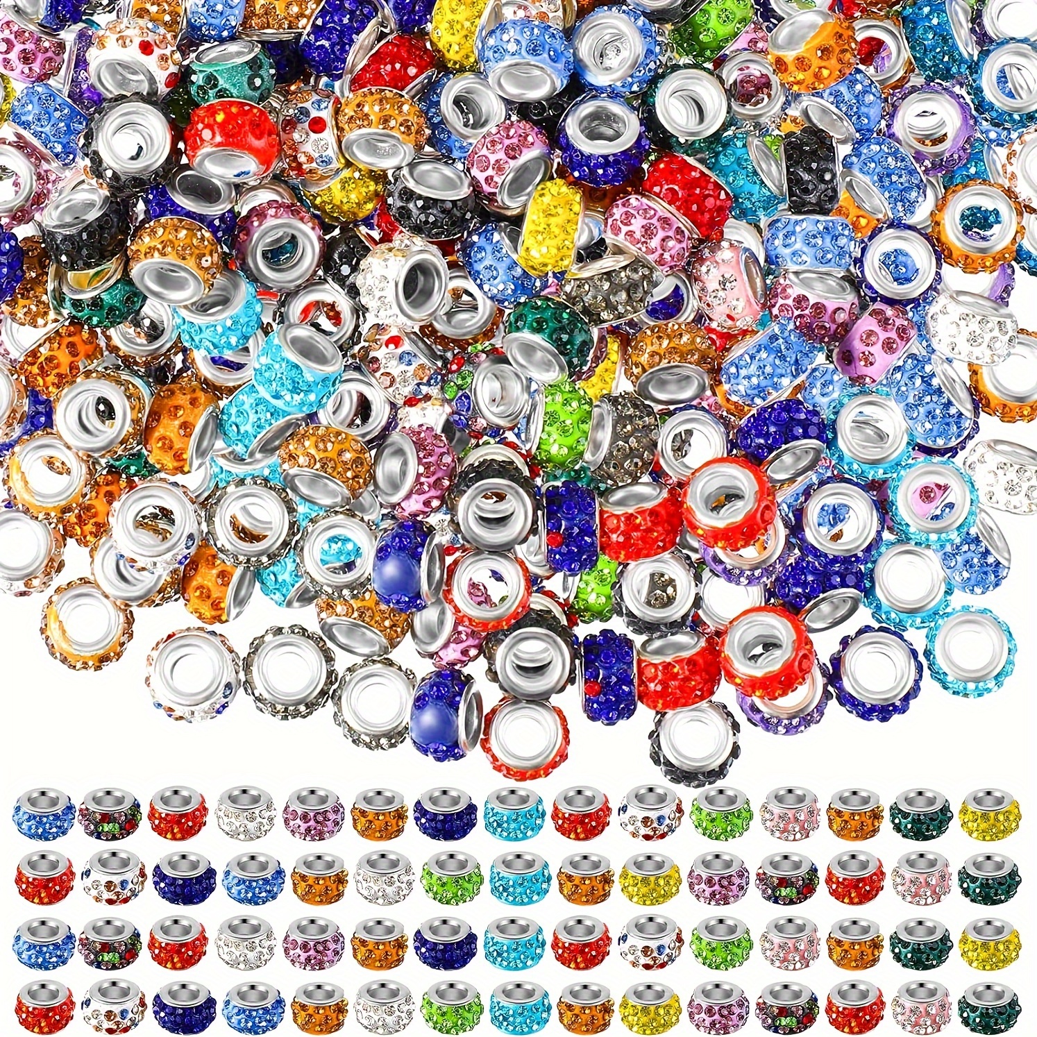 

100pcs Elegant Mixed Beads With Large Holes, 10mm - Ideal For Making, Bracelets & Necklaces, Beads For Jewelry Making