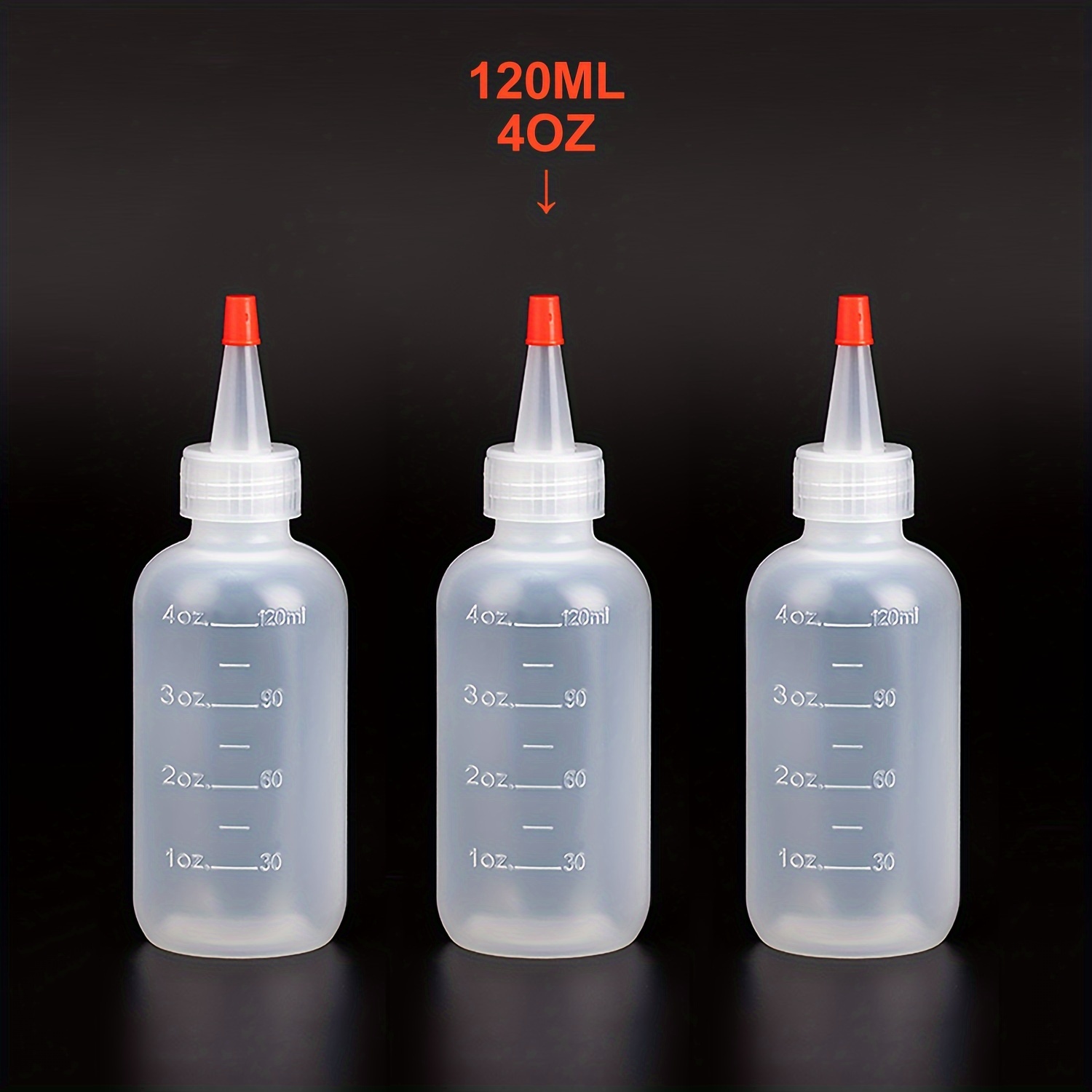 Kuva tulossa: TEMU 3er-Pack Transparente Plastik-Quetschflaschen mit roten Verschlüssen und Messmarkierungen - Unparfümiert, runde Form, nur Handwäsche - Ideal zum Dosieren von Flüssigkeiten und Gewürzen