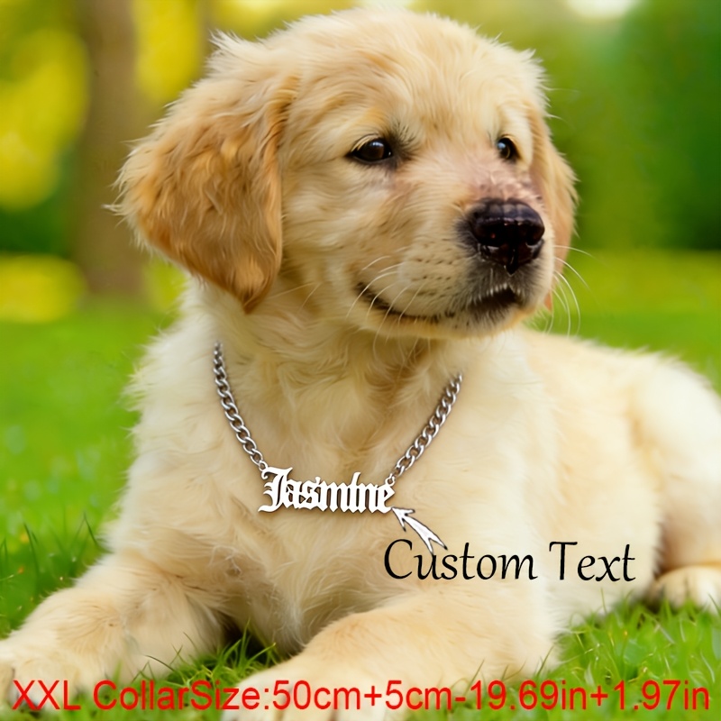 TEMU Customized Name Pet Collar, Personalized 5mm Thick Cuban Chain Name Tag Pendant Collar, Has Anti-loss Function, Fashionable Accessory Designed