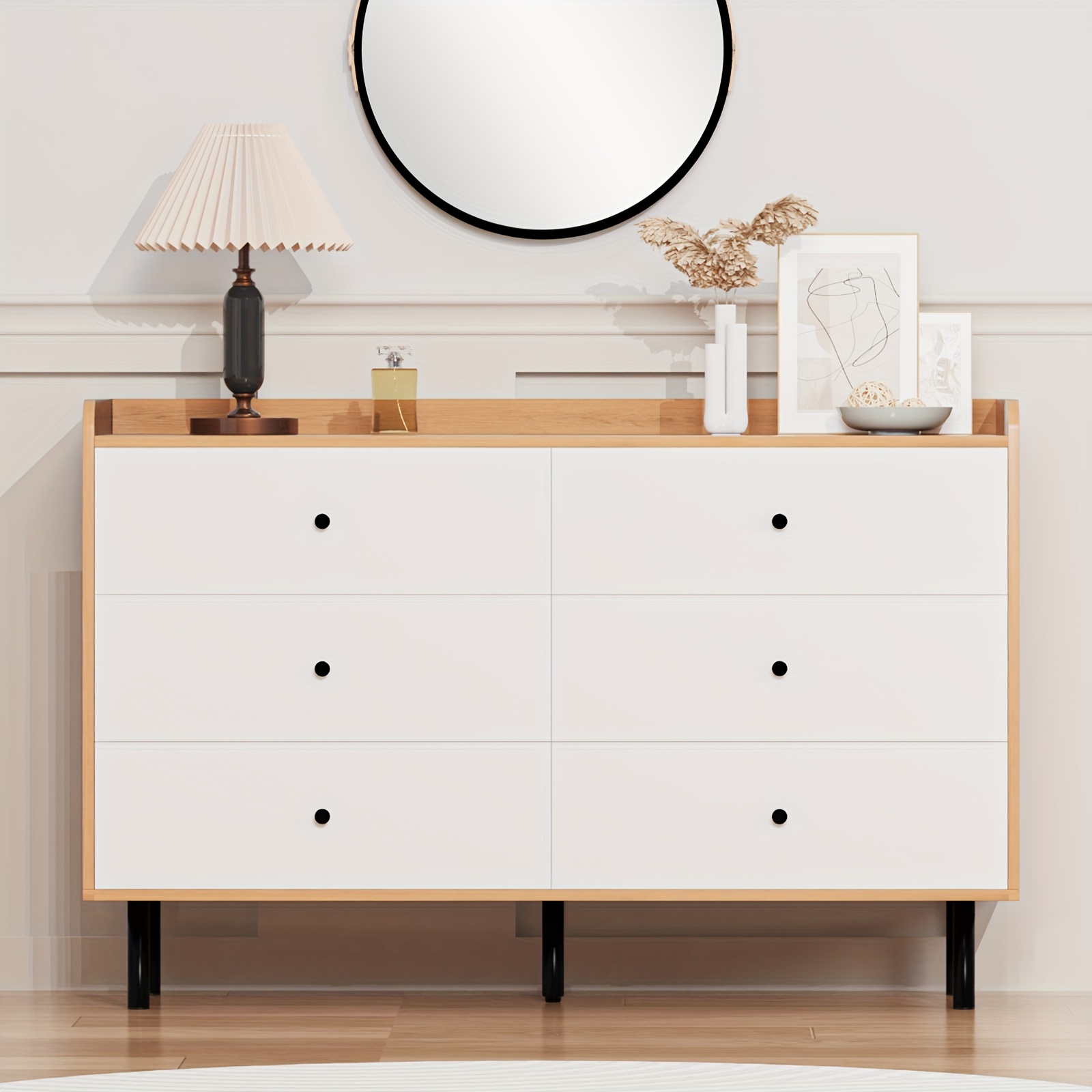 

Dresser For Bedroom, Wood Dressers & Chests Of Drawers With 6 Drawers, Modern White Drawers With Raised Edges For Bedroom Room, Nursery, Closet, Kids Room