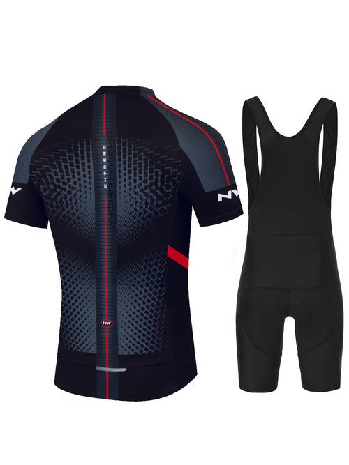 summer mens cycling short sleeve shirt and suspender shorts 2pcs set breathable quick dry apparel