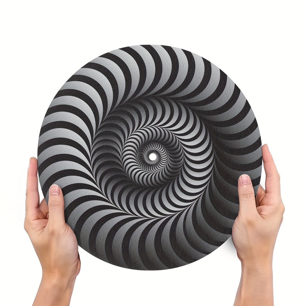 1pc Vinyl Record Turntable Mat With Black And White Spiral Print - Durable Anti-slip Pad For 12 Inch Vinyl Record Player - Gift For Djs, Musicians, Music Lovers - Reduce Noise And Dust, Enhance