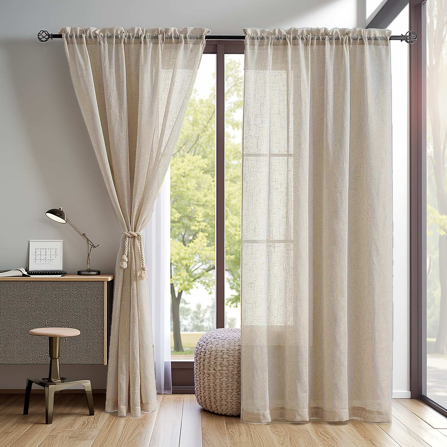 linen look sheer curtains sold on Temu United States