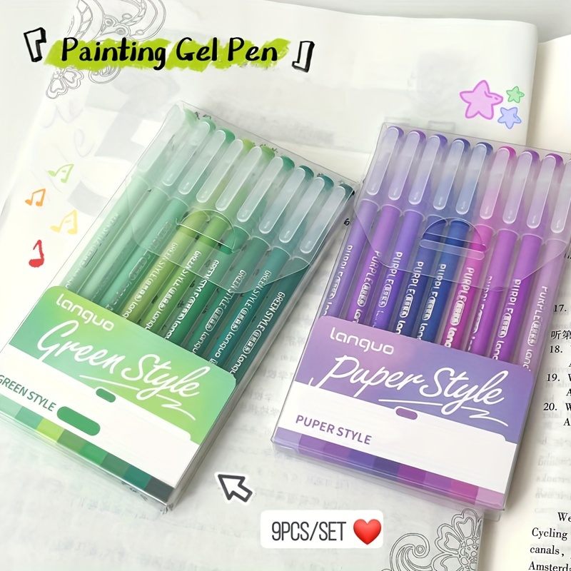 1pc, 9pcs Set of Morandi Retro Color Palette Handwriting Pens, Multi-color Painting and Doodling Pens, Stackable Color Ink Refills, Neutral Pens