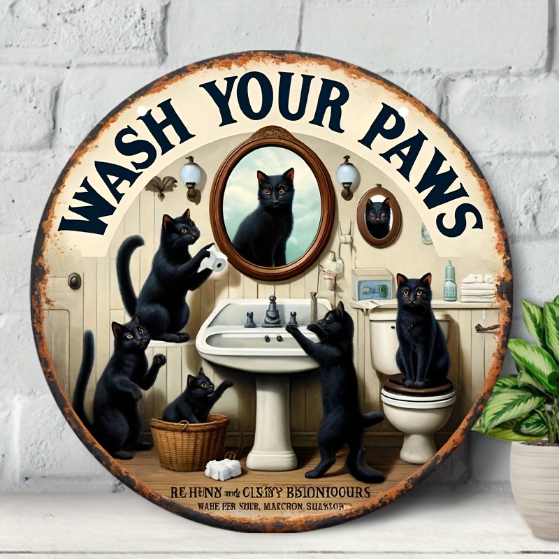 

8"x8" Round Metal - Aluminum Decor For Bathroom, , &