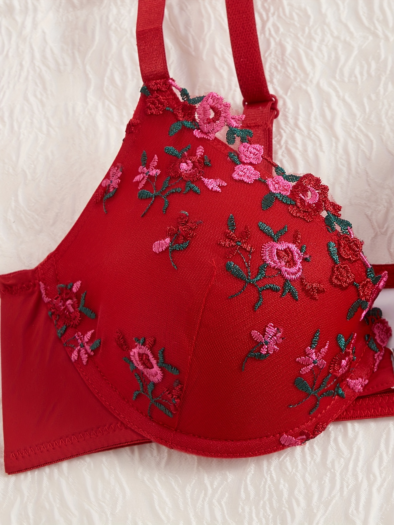 Women' Romantic Front Closure Push Up Bra with Underwire Lift - Non-Detachable Padding, Boning Suitable for Wedding, Special Occasion & Casual Attire - Elegant Embroidered Non- Bust Enhancer