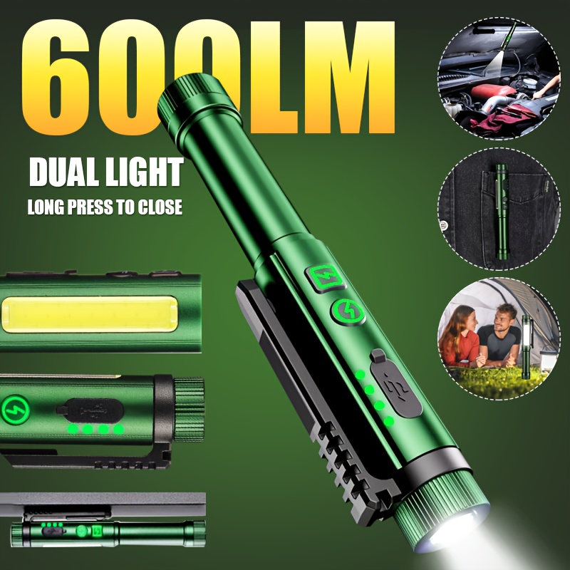 Mini Rechargeable COB Flashlight Pen Light