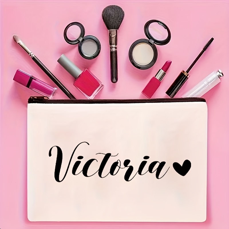 TEMU Trousse de Se Maquiller personnalisée 1 pièce - Pochette à cosmétiques pour femme avec fermeture éclair sécurisée et nom personnalisé - de pour