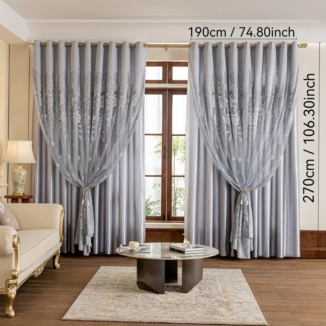 Image of 1pc (double-layer Shading Finished Curtain) Is Suitable For Living Room, Bedroom, Study And Home Office. Simple Installation With Holes