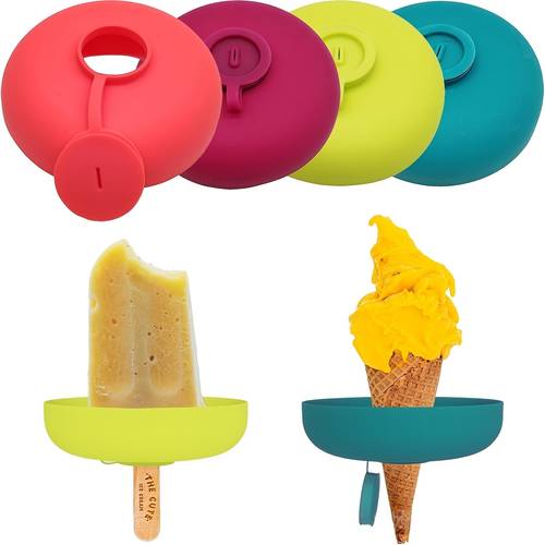1pc silicone ice cream holder stand summer sicle holder leak proof cone support with portable ice tray with carrying cases for on the dishwasher safe
