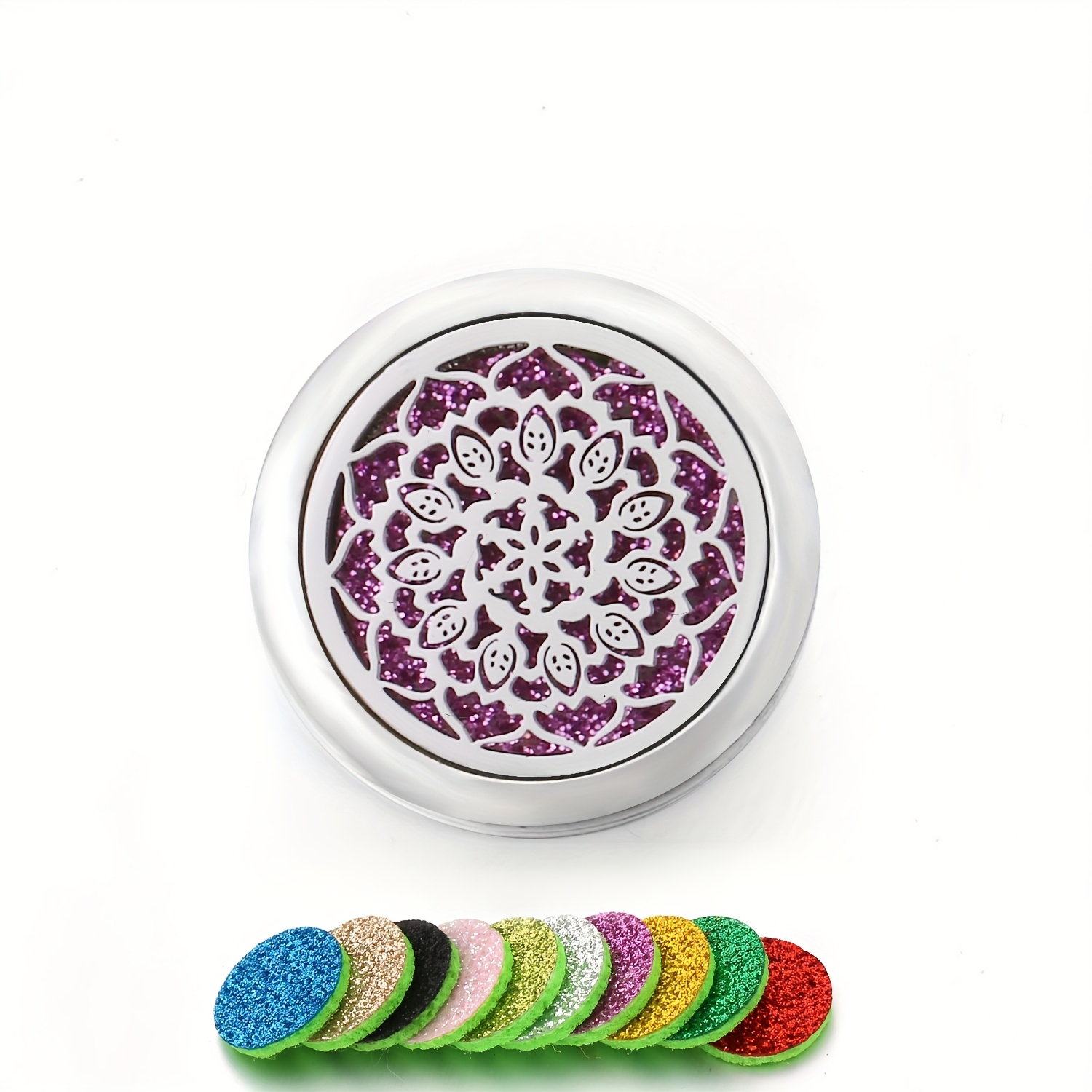 Ywli 1 Set Stainless Steel Brooch Badge Essential Oil Diffuser Brooch Jewelry With 10 Replacement Pads