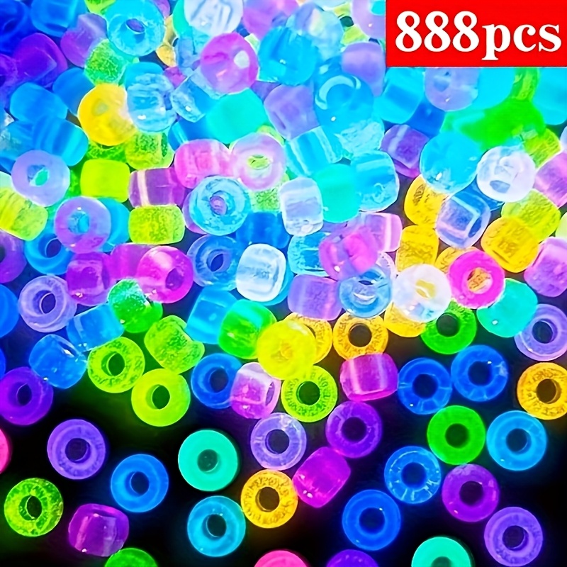 888pcs 9*6mm Night Light, Fluorescent Large Hole Beads, Acrylic Beads, Mixed , Making Accessories Beads, Beads. (mixed Color