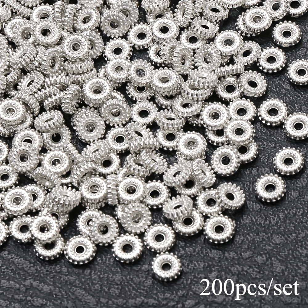 Image of 200pcs 6mm Random Mix Round Wheel Gear Shape Beads Plastic Loose Spacer Beads For Jewelry Making And Diy Crafts