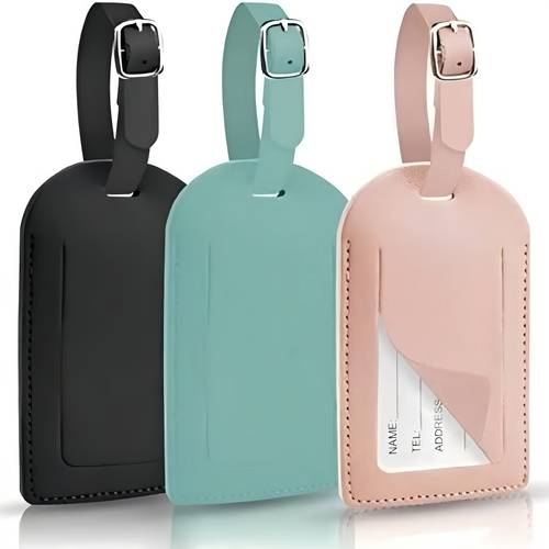 ensemble de 3 étiquettes de bagage épaisses en pu, conçues pour identifier et prévenir la de valises de voyage, adaptées aux daffaires et aux vacances, accessoires de voyage