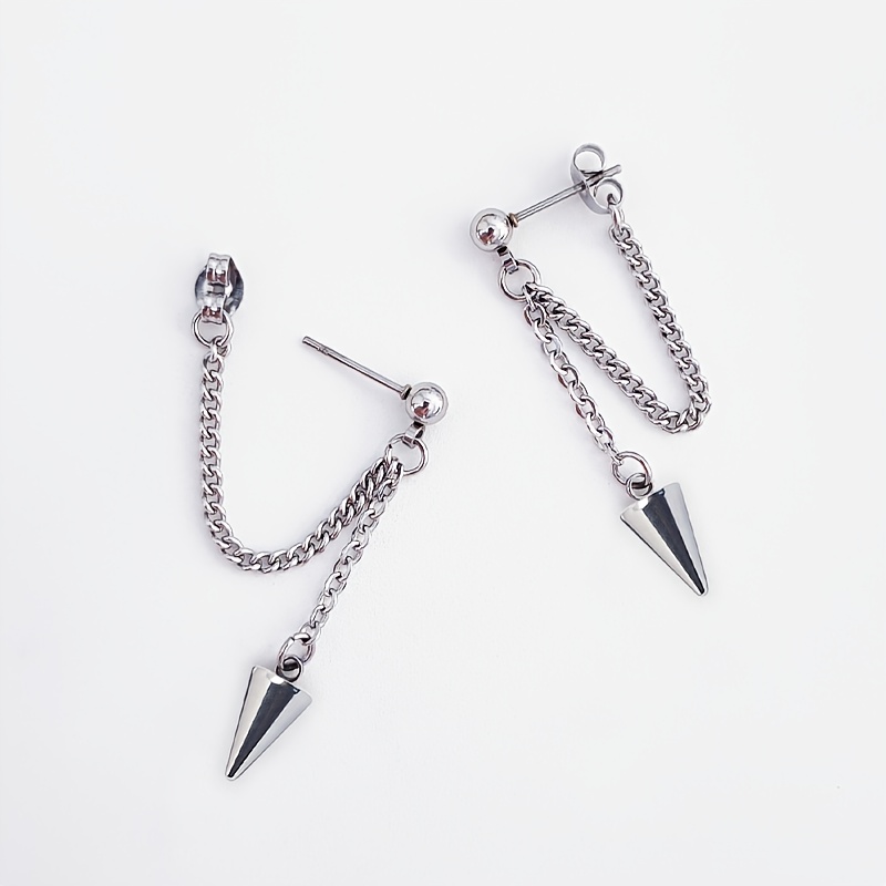 Stainless Steel Pointed Cone Pendants Earrings