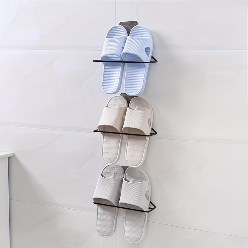 1pc no drill wall mounted metal slipper rack iron Temu