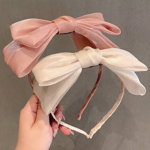 1 2 pack double layer oversized bow headband for ladies with elegant solid color simple versatile hair clip