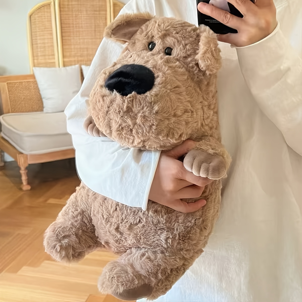 Kawaii Chubby Fluffy Brown Dog Plush Doll
