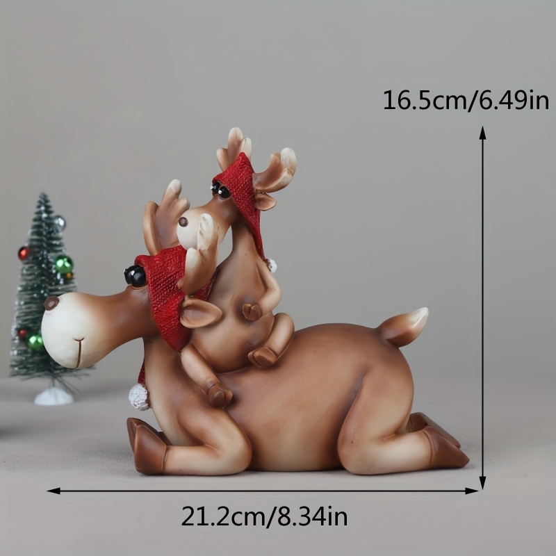 Image of 1pc Christmas-themed Mother And Son Reindeer Statue, New Year's Decoration Ornament, No Power Required, Suitable For Christmas, Thanksgiving, 's Day, Valentine's Day Decor