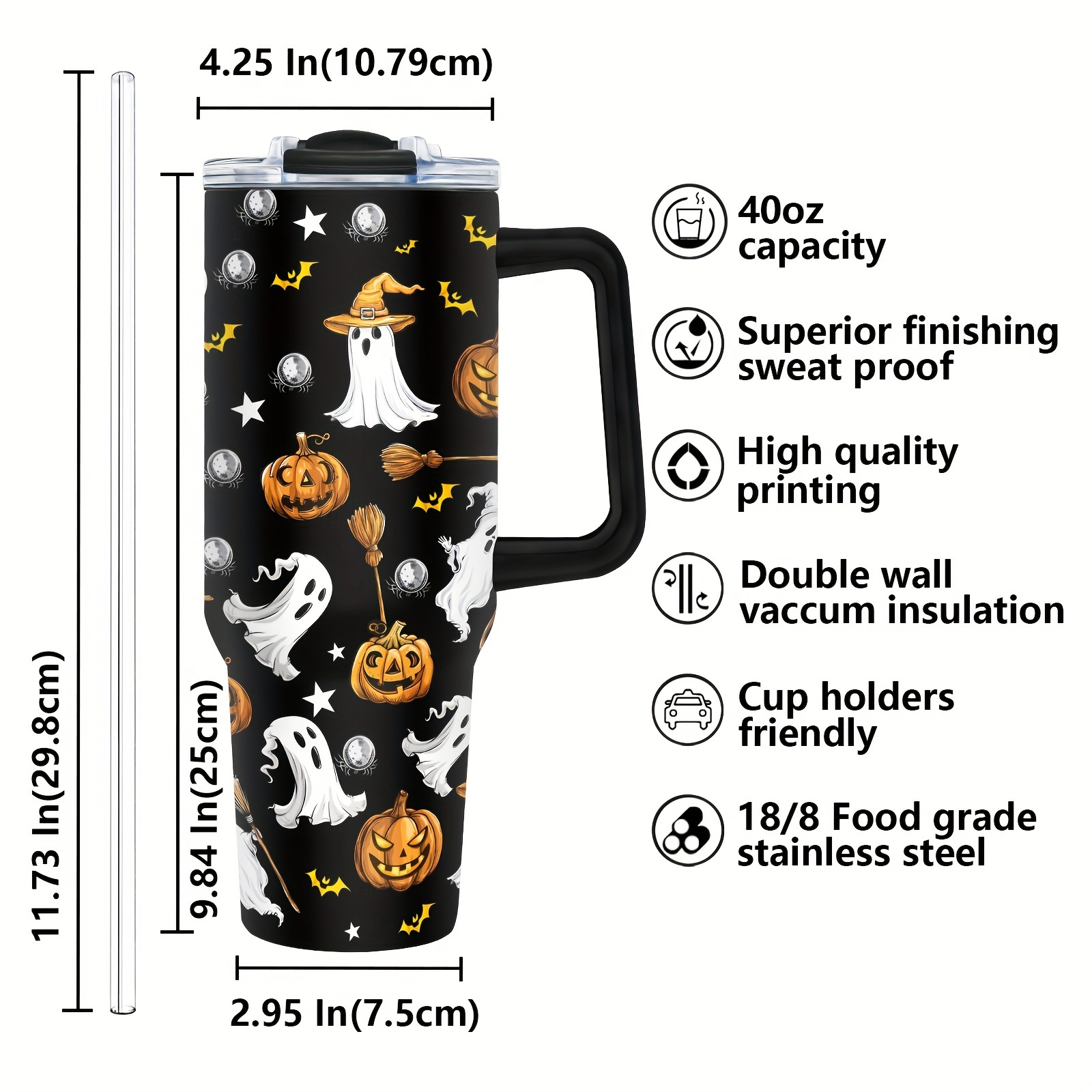 Spöklik 40oz Isolerad Rostfri Ståltermosmugg -   Halloweenpresent för Kvinnor | Gotisk & Häxdesign | Idealisk för   & Vatten på Språng