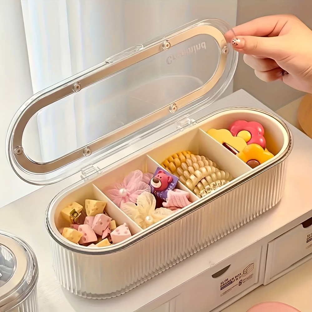 2pcs   plastic storage boxes with   lid oval shape multipurpose organizer for headbands clips hair ties jewelry space saving dustproof solution non waterproof   content design accessory storage modern aesthetic box transparent   small storage boxes for jewelr Product details 2