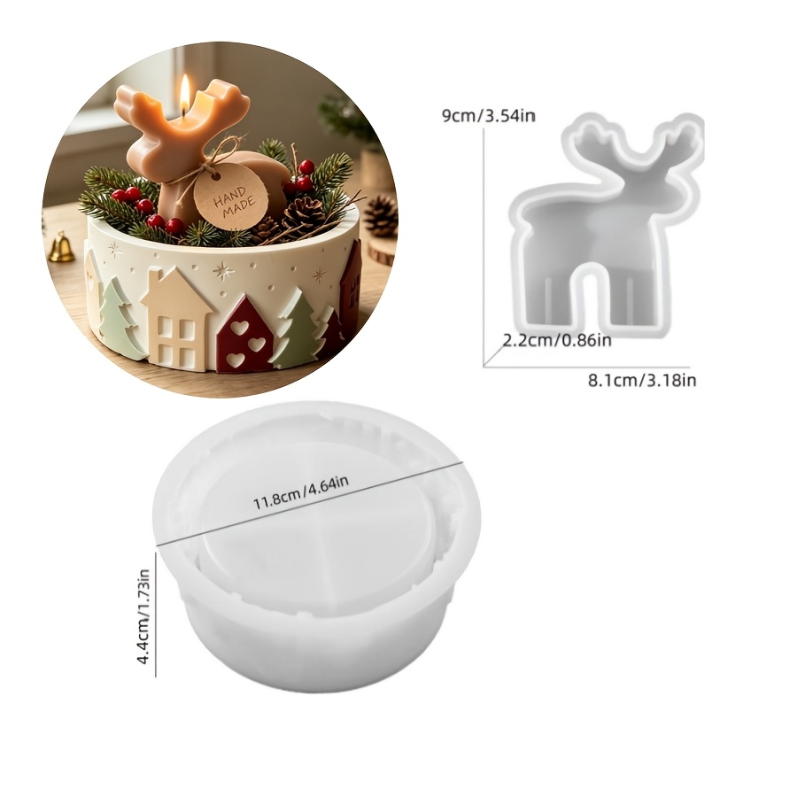 TEMU Lot de 2 moules à DIY, moules en silicone pour bocal de rangement maison en pour ornements de de Noël, moules à bougie en plâtre pour ornements
