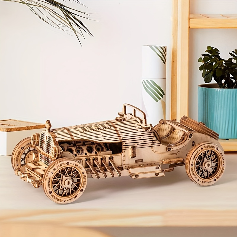 

3d Puzzle Diy Wooden Classic Race Car Model Toy For Children Adult Birthday Christmas Gift