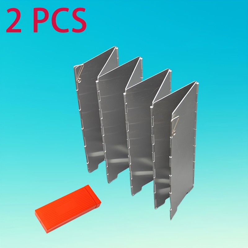 TEMU 2pcs/1 Set, Includes A Folding Wind Deflector And Packaging Box | Convenient Outdoor Kitchenware | Lightweight Metal Material For Long-lasting