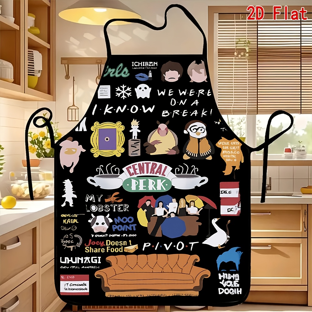 TEMU 1pc Warner Tv Show Apron With Iconic Characters - Unisex & Suitable, Camping, Parties - Reusable Chef Apron For, Birthday Gifts, Themed Party