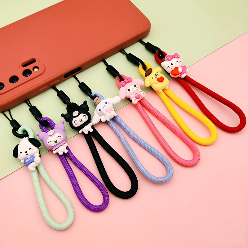

1pc Hello Kitty My Melody Kuromi Cinnamoroll Pompompurin Pochaccowristlet Phone Lanyard Strap Cord Cute Anime Keychain Purse Bag Charm Women Daily Uses Gift