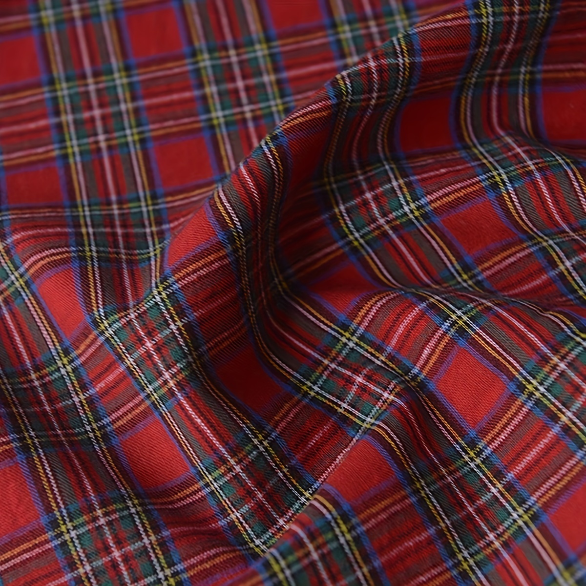 

Tissu en mélange de polyester à carreaux au mètre - Lavage à uniquement, Prêt à utilisé pour la courtepointe, de couture DIY, Canapé, , Sac, Coussin & Housse de meuble, Motif tartan rouge